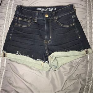 American Eagle Dark Wash High Waisted Shorts